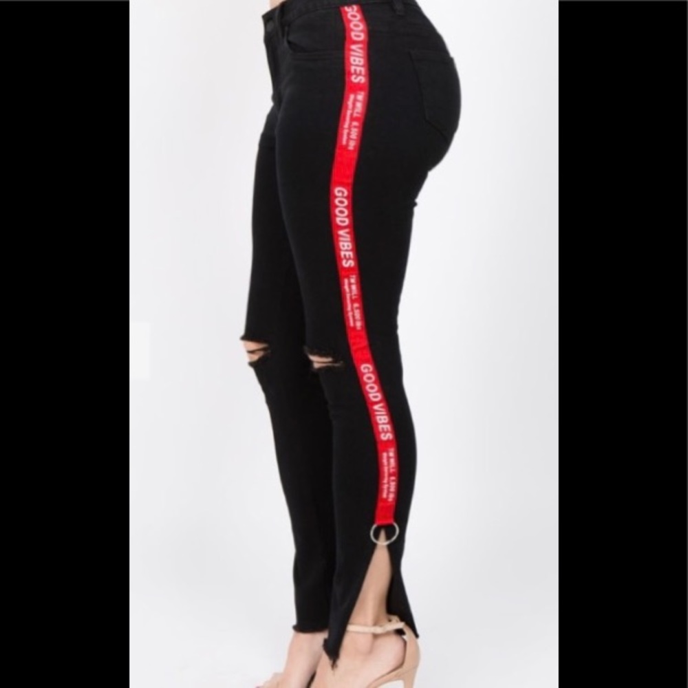 GOOD Vibes logo Jeans